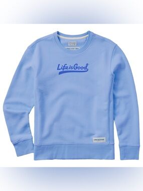 Life Is Good Crewneck Teal Blue Logo Crew Sweatshirt Womens Medium